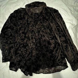 Women’s Black button down sheer shirt size 1 (that’s about an XXL)